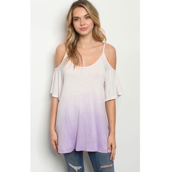 Lavender Ombré Cold Shoulder Top - Picture 2 of 3